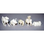 Five vintage miniature carved ivory figures
