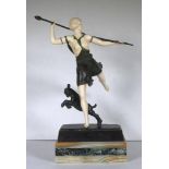 Joe. Descomps art deco ivory & bronze dancing lady