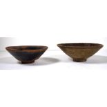 Two Chinese brown & black pottery bowls