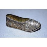 Chinese silver miniature shoe