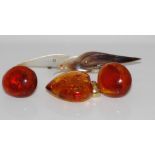 Pair of round vintage amber earrings