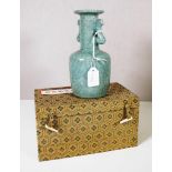 Boxed Chinese crackle glaze celadon vase