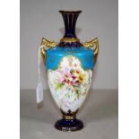 Royal Worcester floral & gilt vase