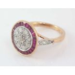 18ct rose gold, ruby and diamond ring