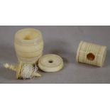 Antique oriental carved ivory thread holder