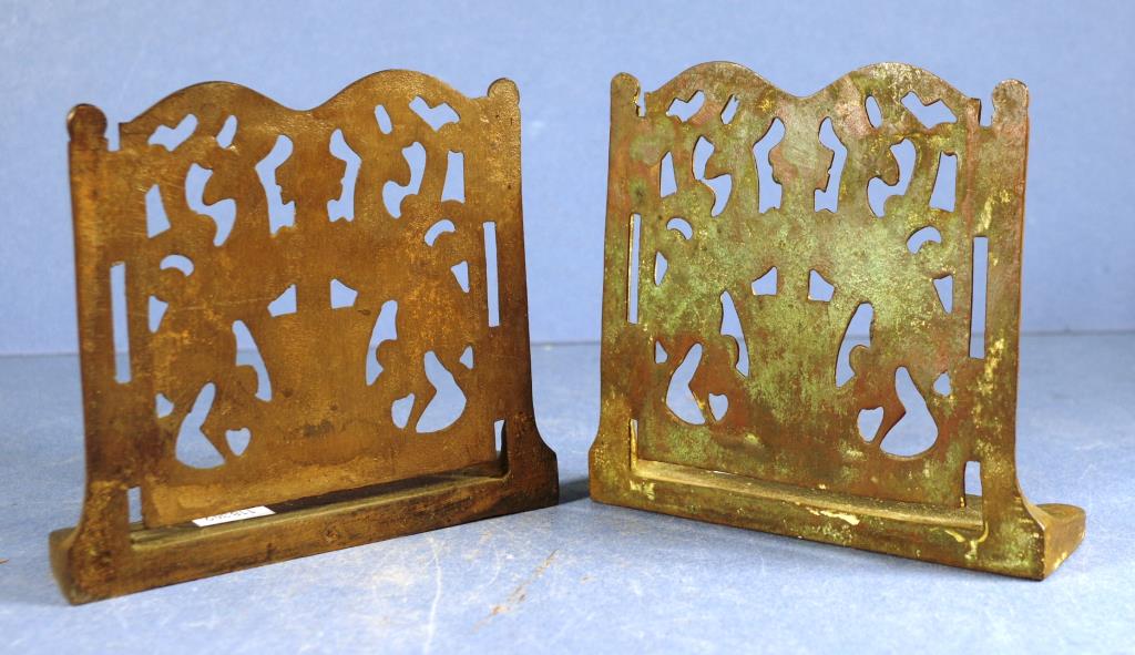 Pair of Art Nouveau brass bookends - Image 2 of 3