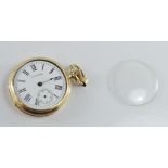 Waltham 14ct gold ladies open face fob watch
