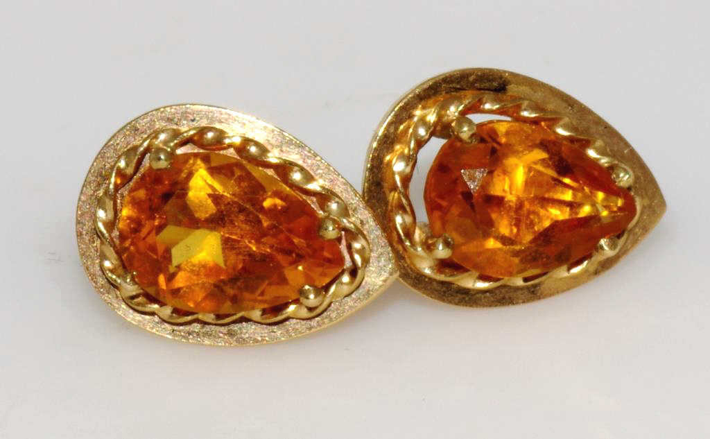 Pair of gold and citrine stud earrings