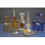 Five various vintage glass perfume bottles