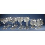 Seventeen matching cut crystal assorted glasses