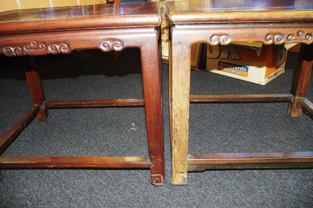 Two antique Chinese hardwood side tables - Image 6 of 8
