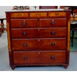 Mid 19th century inlaid mahogany chest of drawers