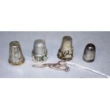 Three various vintage silver thimbles