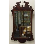 Georgian flame mahogany fretted wall mirror