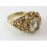 Vintage 9ct yellow gold, stone set ring