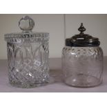 Two cut crystal biscuit barrels