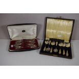 Boxed set six German silver cake forks