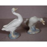 Pair Lladro white swan figures