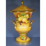 Large Caverswall handpainted lidded urn