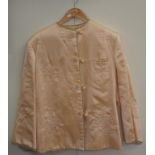 Vintage Chinese quilted satin peach bed jacket