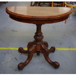 Victorian walnut demilune card table