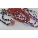 Three semi-precious stone necklaces