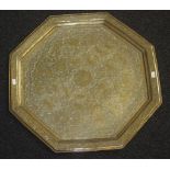 Vintage Indian hexagonal brass tray