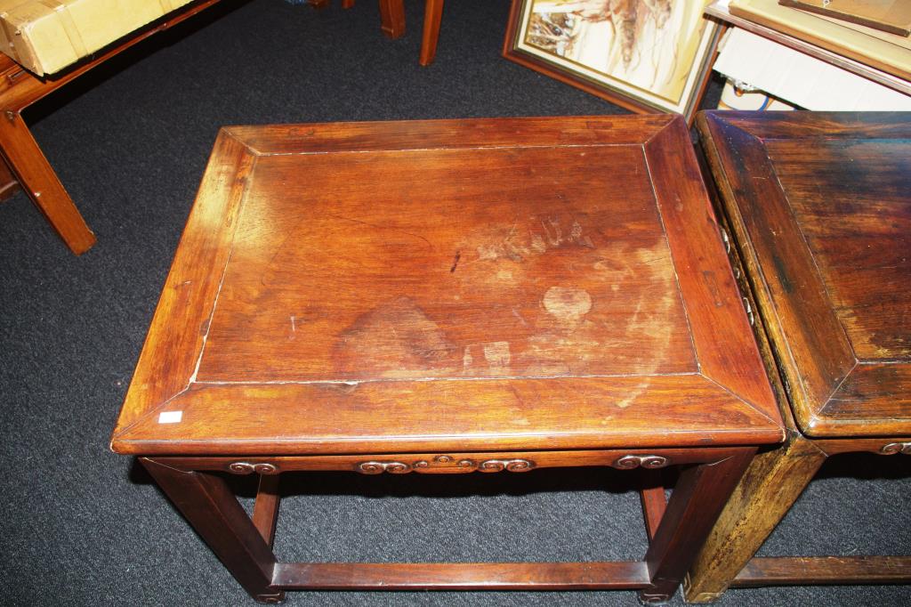 Two antique Chinese hardwood side tables - Image 4 of 8