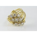 18ct yellow gold multi-part diamond ring