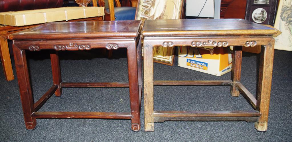 Two antique Chinese hardwood side tables - Image 2 of 8