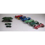 Six early Dinky racing cars