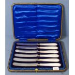 Cased set of six butter knives