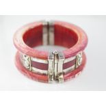 A vintage Indian hinged ivory bangle