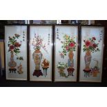 Set four Chinese framed embroideries