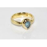 18ct two tone gold and aquamarine ring