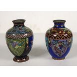 Pair Japanese vintage cloisonne vases