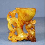 Carved Chinese hardstone libation cup