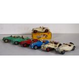 Six early Dinky MG Midget diecast cars