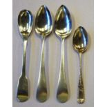 Four Georgian & later sterling silver spoons