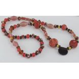 Coral and agate necklace