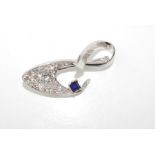 A good white gold, sapphire and diamond brooch