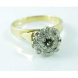 Yellow gold and diamond cluster ring