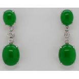 Jade, diamond and 18ct white gold earrings.