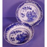 Pair Chinese 18th c: Export blue & white bowls