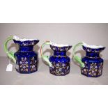 Victorian three piece graduated ironstone jugs