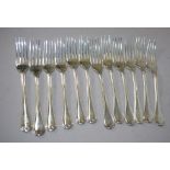 Twelve Victorian sterling silver dinner forks