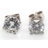 Pair of white gold and diamonds stud earrings