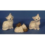 Three various English ceramic cat figures
