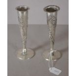 Pair Chinese silver posy vases