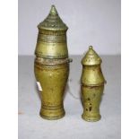 Two vintage Oriental brass lime containers